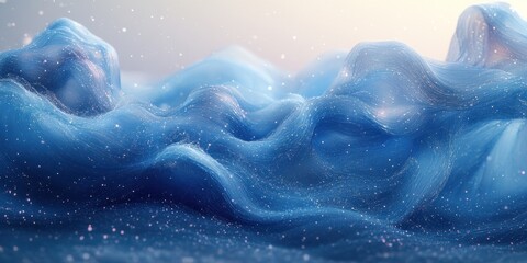 Fototapeta premium Ethereal Blue Fabric Landscape: A Digital Art Masterpiece