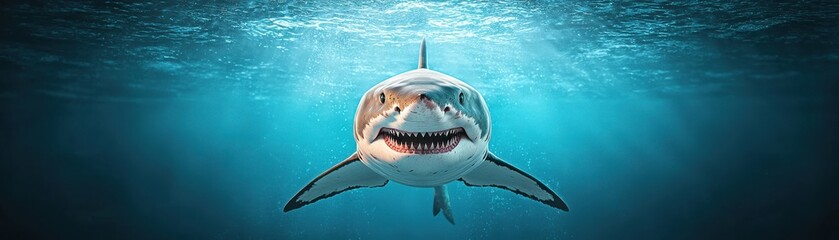 Obraz premium A majestic shark swimming gracefully in crystal clear waters.