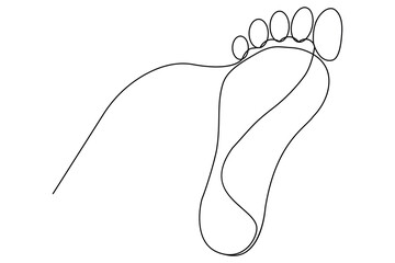 
Foot sole continuous one line drawing of isolated outline vector art illustration,Footprint and bare foot in one continuous line drawing.