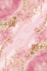 Obraz premium Elegant pink and gold abstract marble painting luxury wedding card background for Women's Day.
