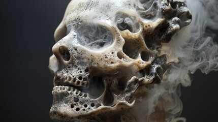 Skull with mystical smoke on a dark background