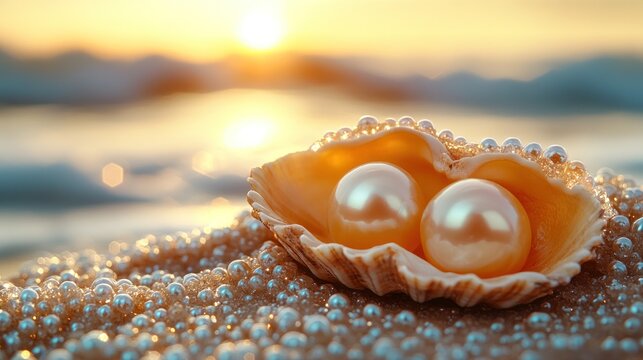 Sunrise beach pearls shell jewelry advert