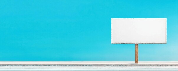 Blank billboard on a bright blue background for customizable design.