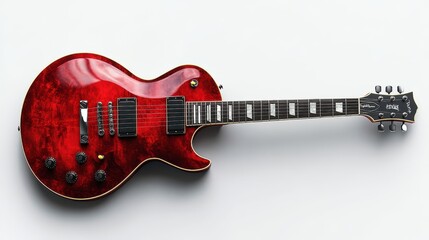 red electric guitar isolated on transparent background
