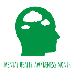 Vector Mental Health Awareness Month Icon with Clouds Symbol stock illustration