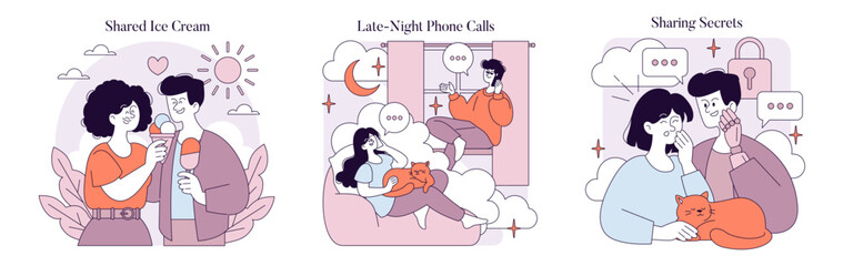 First Love. Flat Vector Illustration