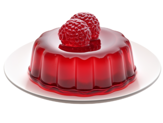 Red raspberry jelly dessert with two berries