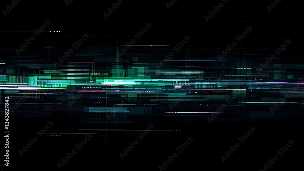 Aufkleber abstract digital glitch art screen digital noise, multicolored distorted lines and chaotic patterns,