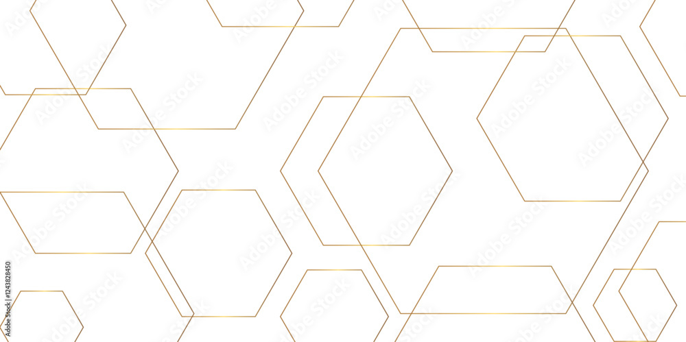 Fototapete abstract background golden hexagon stock line background. abstract artistic of geometric background 