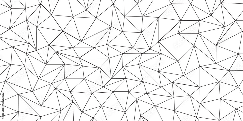 Poster Geometric low poly graphic. Background of triangular facets. editable stroke width, grey gradient abstract triangle seamless pattern from network triangular cells, wallpaper background design.	