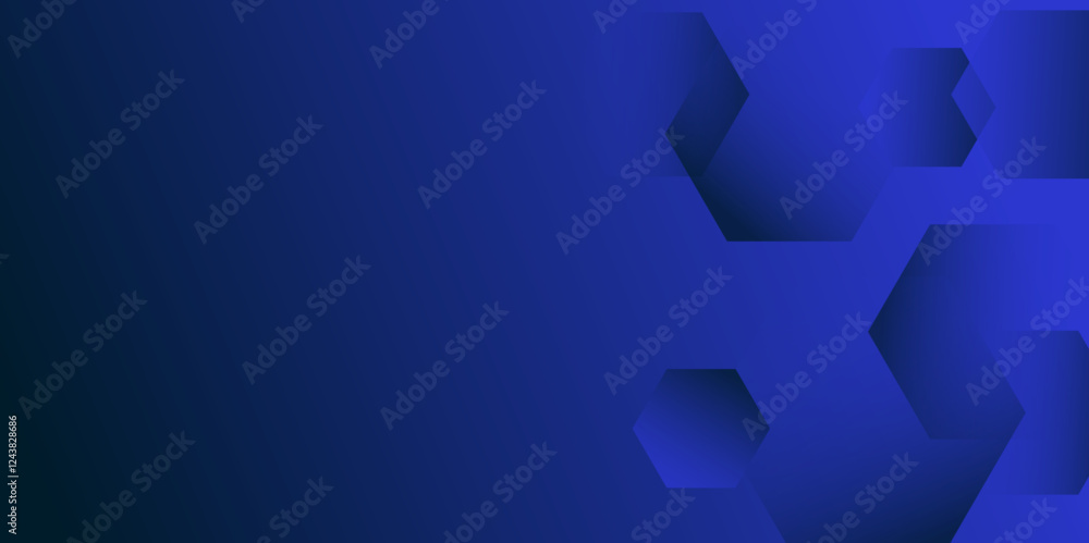 Aufkleber dark blue gradient technology hexagonal abstract background. abstract blue hexagon digital technology background. Vector abstract graphic design banner pattern presentation background web template.	