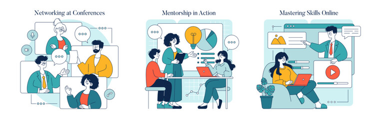 Steps To Career Success. Flat Vector Illustration