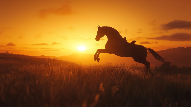 horse in sunset