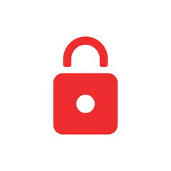 red padlock security icon vector, minimalist lock symbol for privacy design