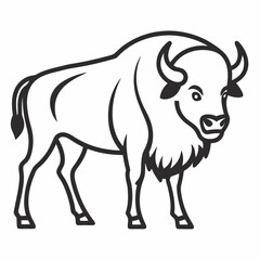Simple a Bison line art vector white background