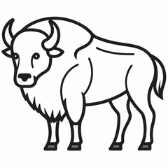 Simple a Bison line art vector white background