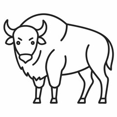 Simple a Bison line art vector white background