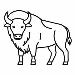 Simple a Bison line art vector white background