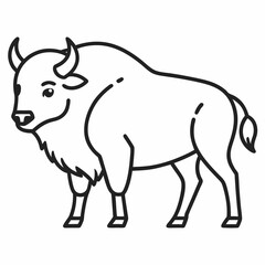 Simple a Bison line art vector white background