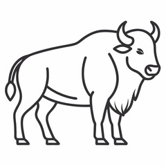 Simple a Bison line art vector white background