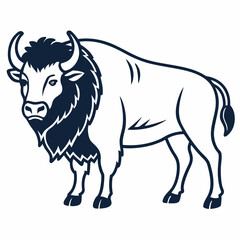 Simple a Bison line art vector white background