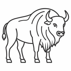 Simple a Bison line art vector white background