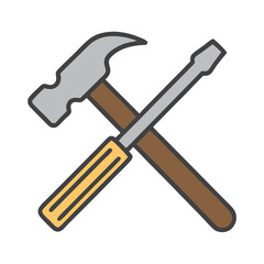Hammer and Screwdriver Vector Icon Design
