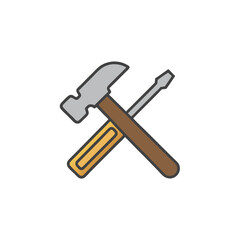 Hammer and Screwdriver Vector Icon Design