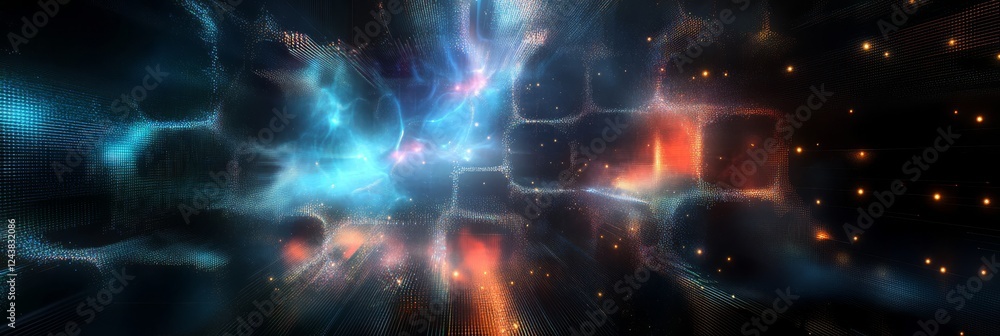 Poster this immersive digital backdrop is perfect for showcasing tech processes, ai applications, data tran