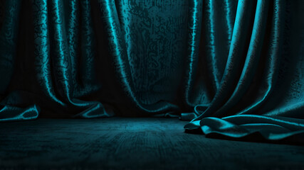 Realistic dark Cyan cloth background wallpaper 