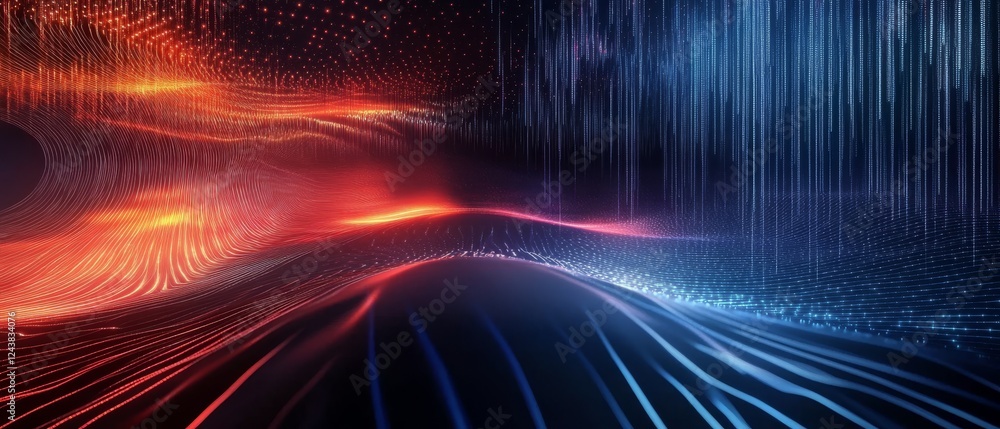 Poster this digital background is designed to showcase tech processes like ai, neural networks, and data tr