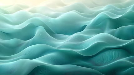 Fototapeta premium Abstract teal waves, soft light background, digital art, possible use wallpaper, website banner