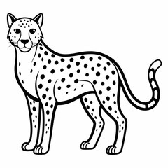 Simple a Cheetah line art vector white background