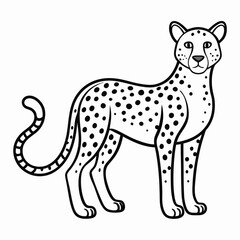 Simple a Cheetah line art vector white background