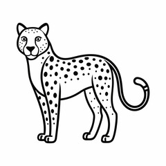 Simple a Cheetah line art vector white background