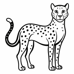 Simple a Cheetah line art vector white background