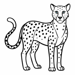 Simple a Cheetah line art vector white background