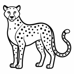 Simple a Cheetah line art vector white background