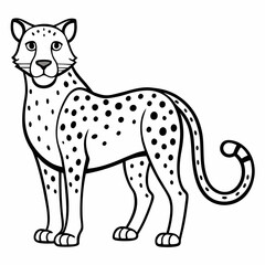 Simple a Cheetah line art vector white background