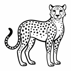 Simple a Cheetah line art vector white background