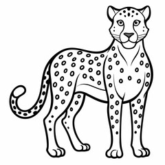 Simple a Cheetah line art vector white background