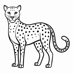 Simple a Cheetah line art vector white background