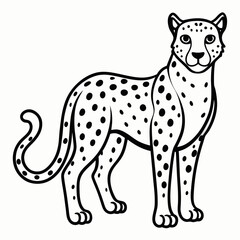 Simple a Cheetah line art vector white background