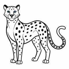 Simple a Cheetah line art vector white background