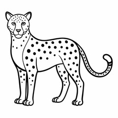 Simple a Cheetah line art vector white background