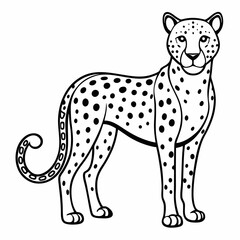 Fototapeta premium Simple a Cheetah line art vector white background