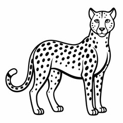 Simple a Cheetah line art vector white background