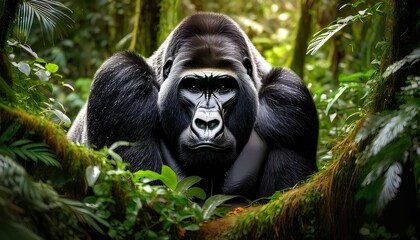 Fototapeta premium A gorilla in the rainforest 