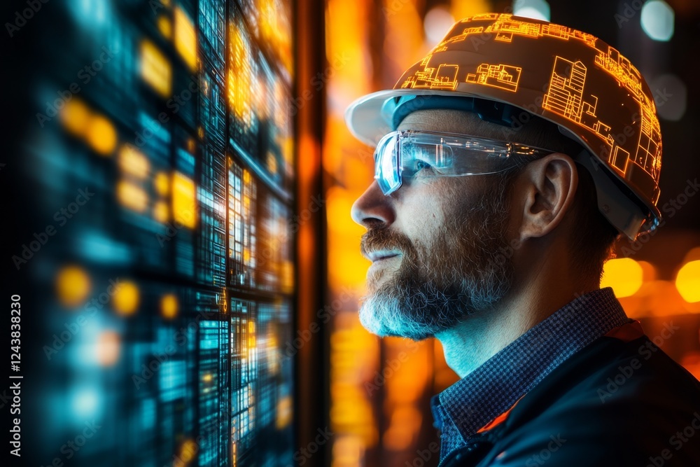 Poster a finance manager reviewing cost-saving strategies for logistics on a computer screen