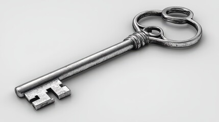 silver key isolated on transparent background
